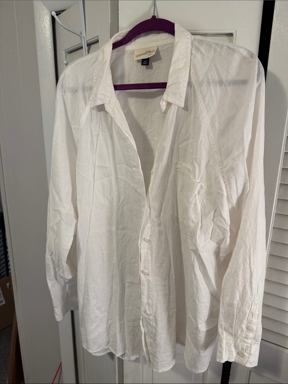 Universal Thread White Shirt with Purple Collar Accent